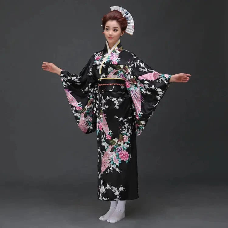 Kimono-shop Black kimono satin Black kimono satin